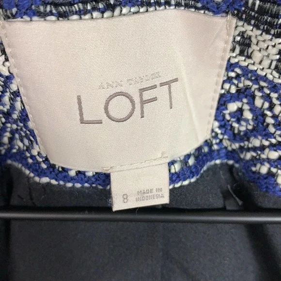 💕Ann Taylor Loft Blue Black Tweed Blazer Jacket 8 - Picture 6 of 7